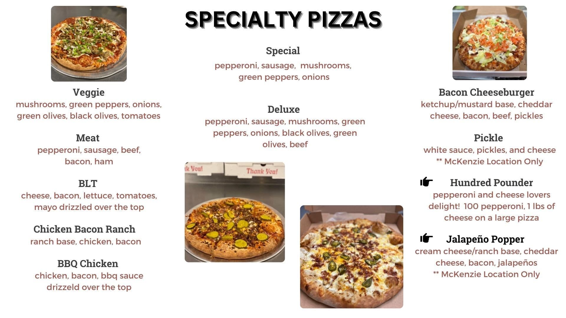 Pizza Restaurant Menu